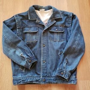 London Fog Jean Jacket Size Medium 18 Turbo Vintage Denim Lined Jacket